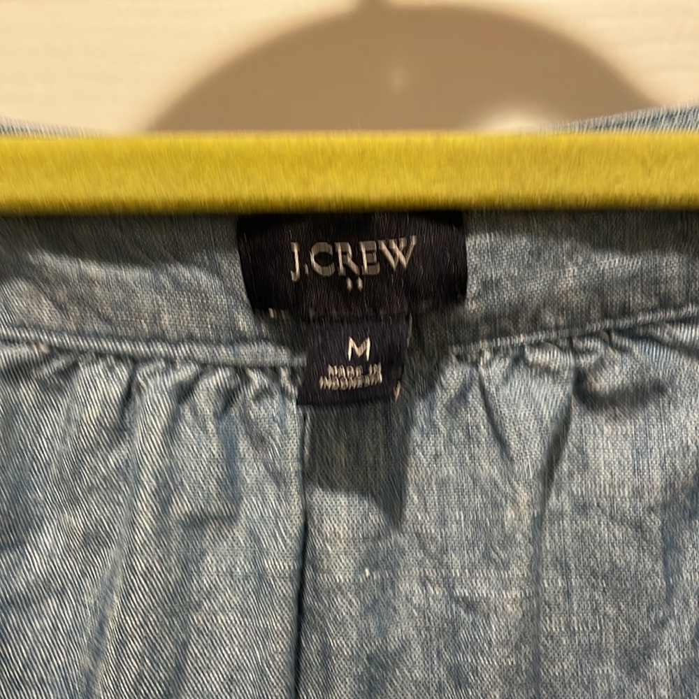 J. Crew Light Blue Button-Front Puff Sleeve Top - Picture 3 of 3